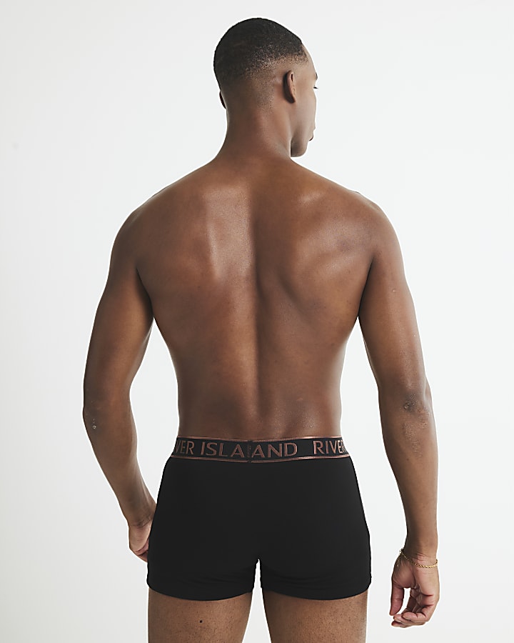 River Island Black Metallic RI Pack Of 5 Trunks