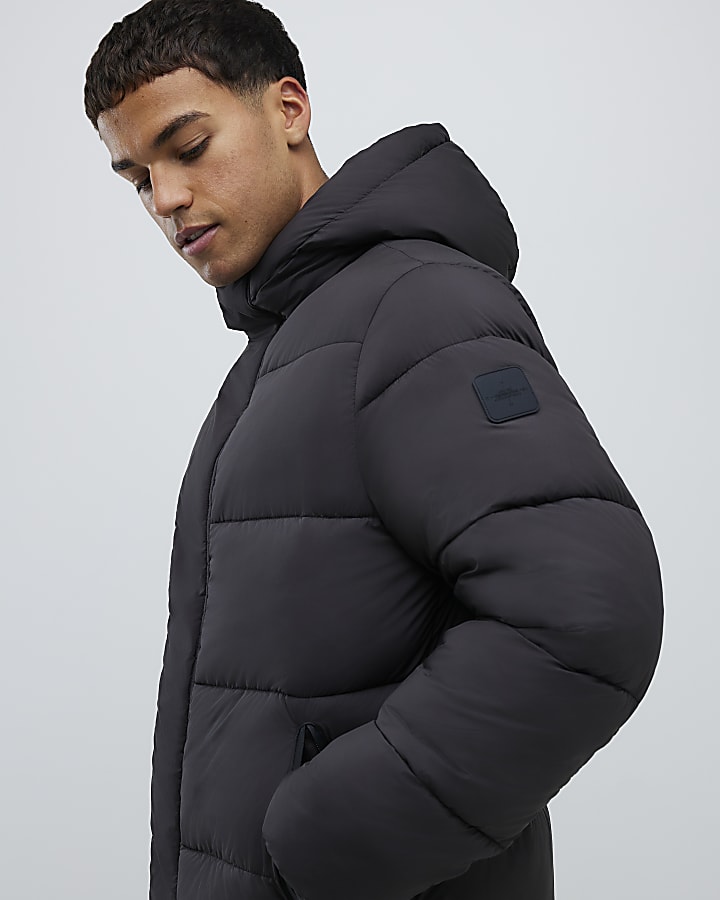 River Island Black Mid Length Padded Puffer Jacket
