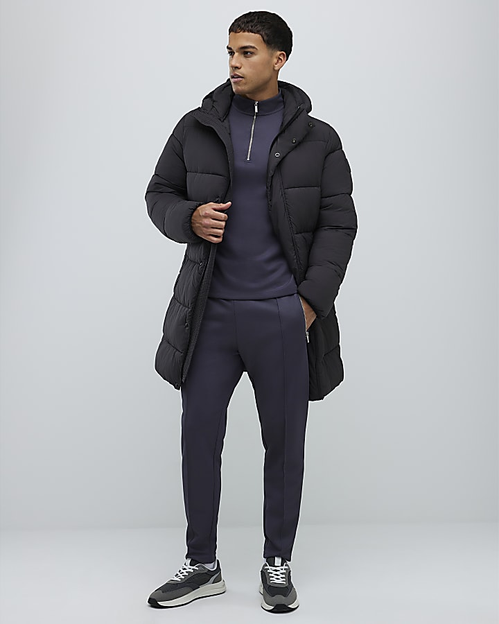 River Island Black Mid Length Padded Puffer Jacket