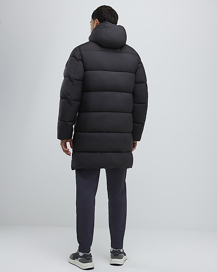 River Island Black Mid Length Padded Puffer Jacket