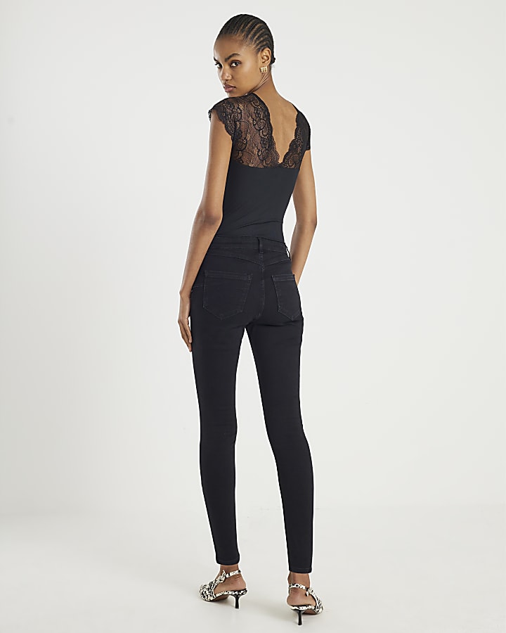 River Island Black Mid Rise Sculpt Skinny Jeans