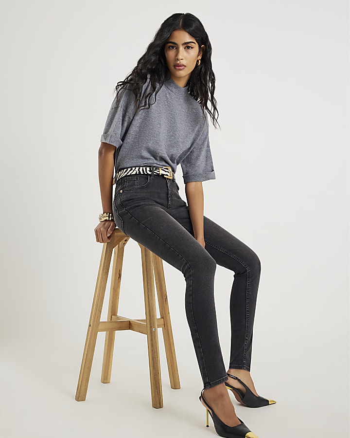 River Island Black Mid Rise Skinny Jeans