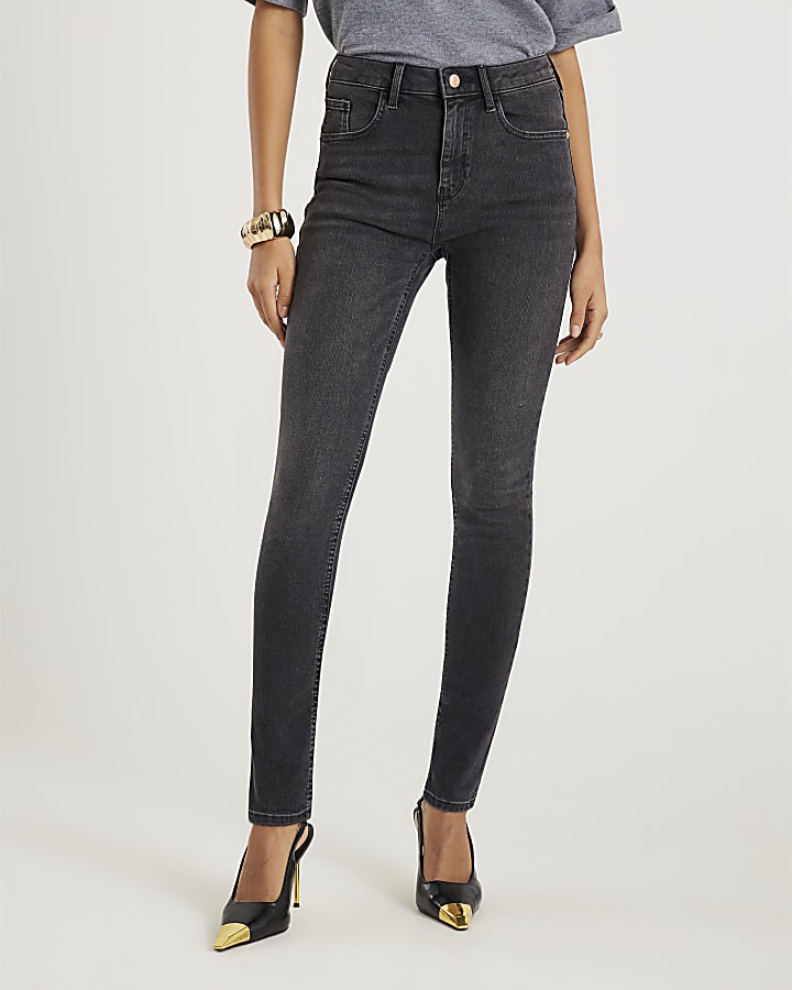 River Island Black Mid Rise Skinny Jeans