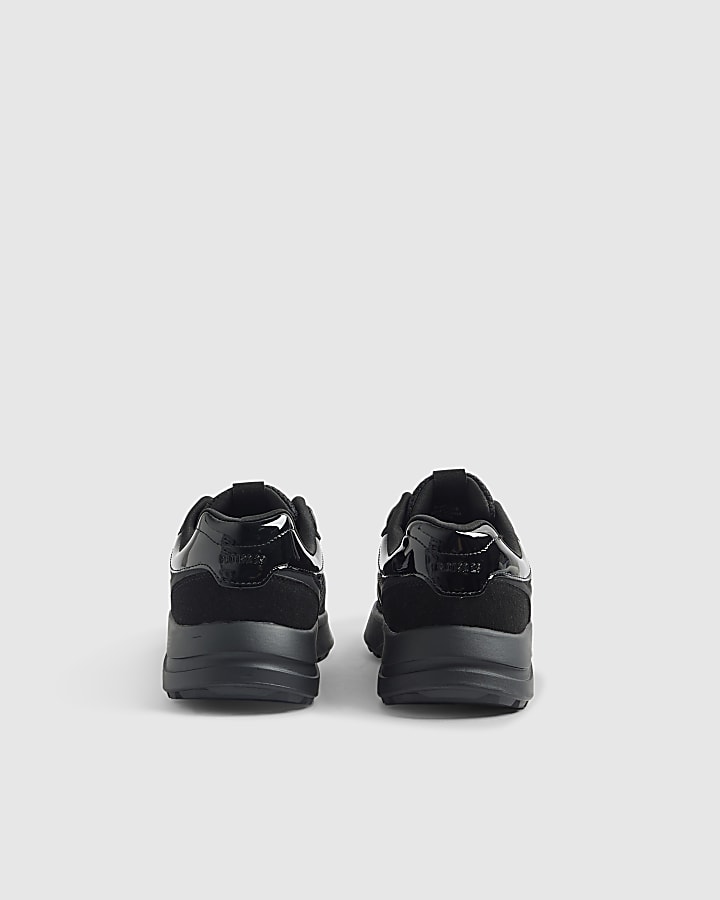 River Island Black Mixed Texture Trainers
