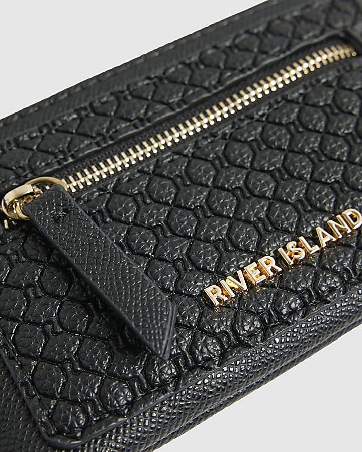 River Island Black Monogram Embossed Mini Purse