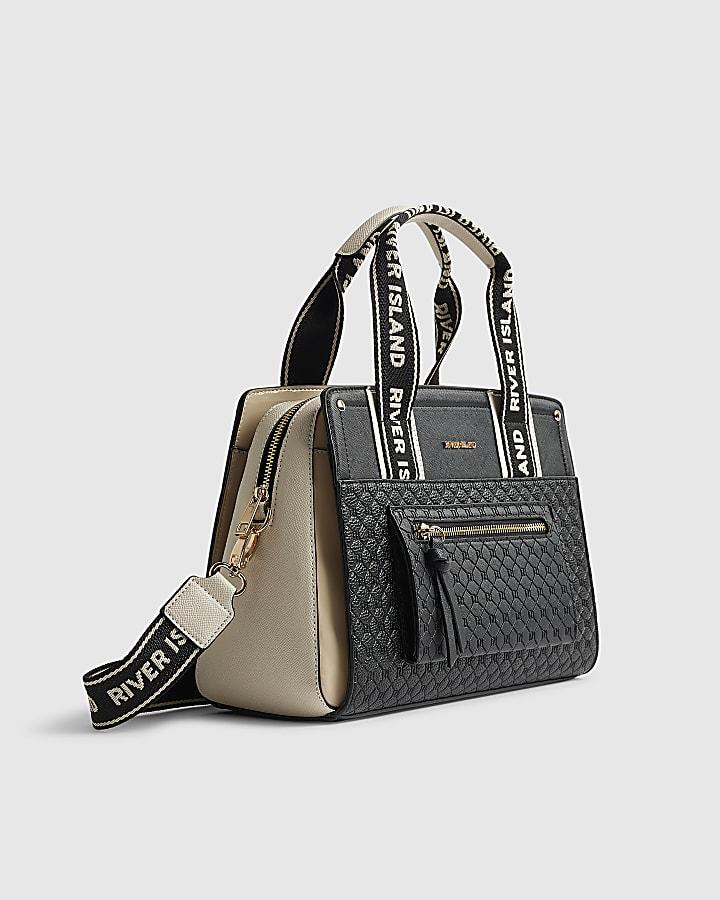 River Island Black Monogram Front Tote Bag