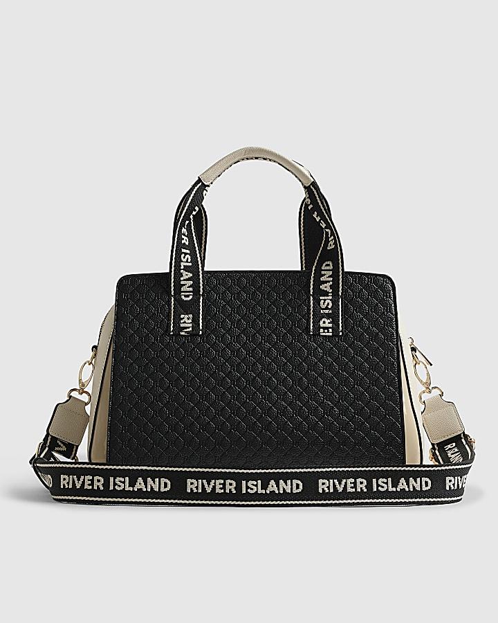 River Island Black Monogram Front Tote Bag