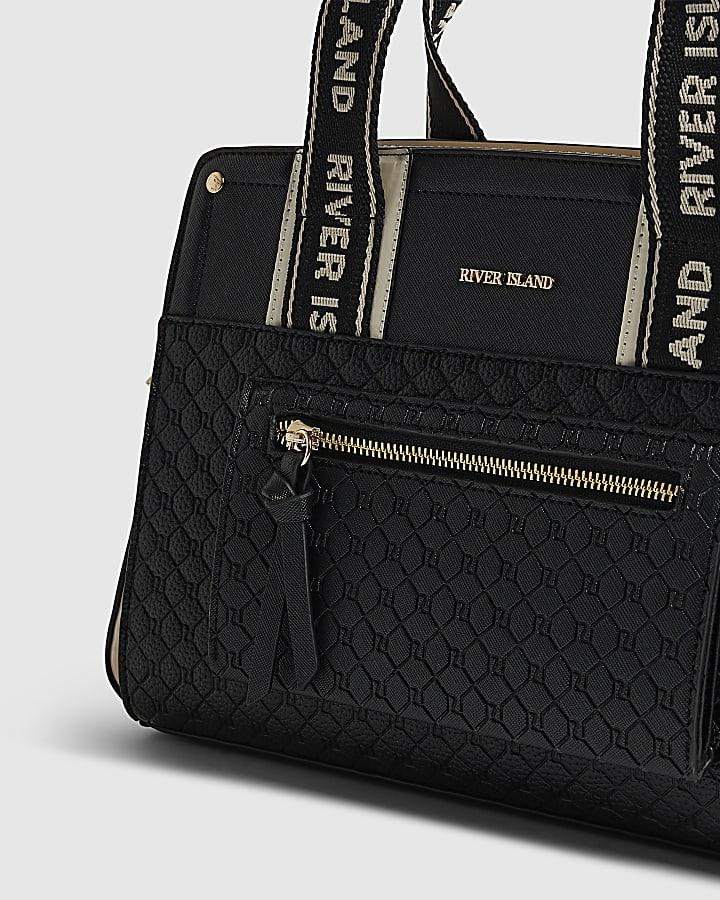 River Island Black Monogram Front Tote Bag