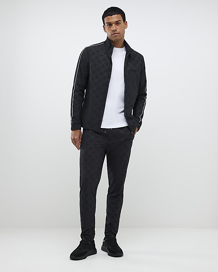 River Island Black Monogram Funnel Jacket