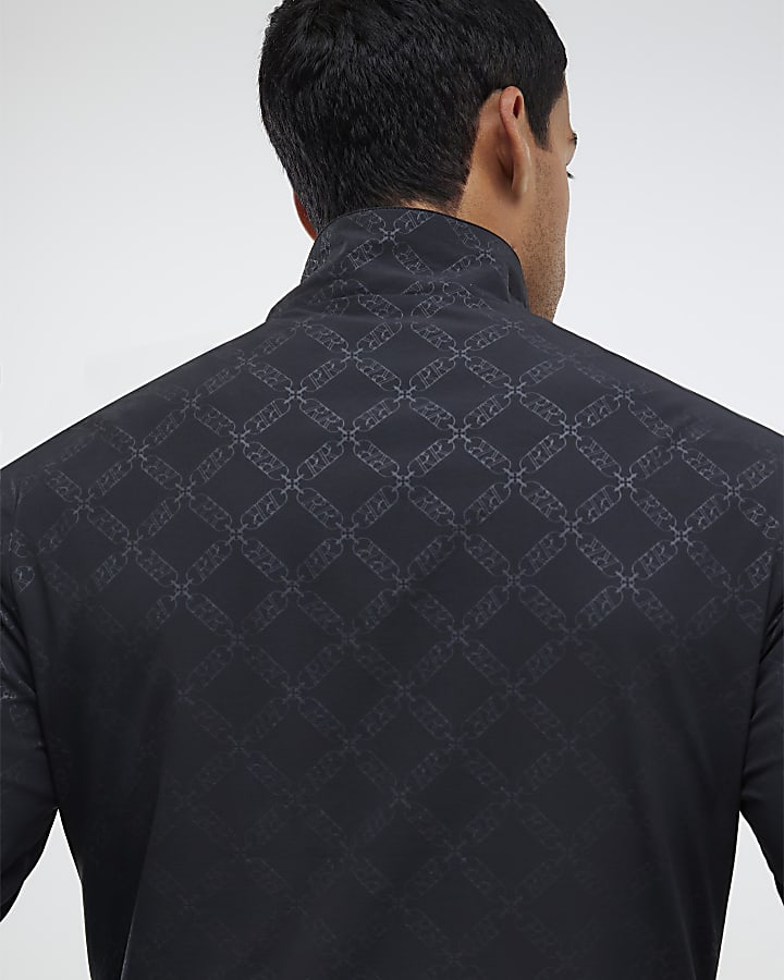 River Island Black Monogram Funnel Jacket