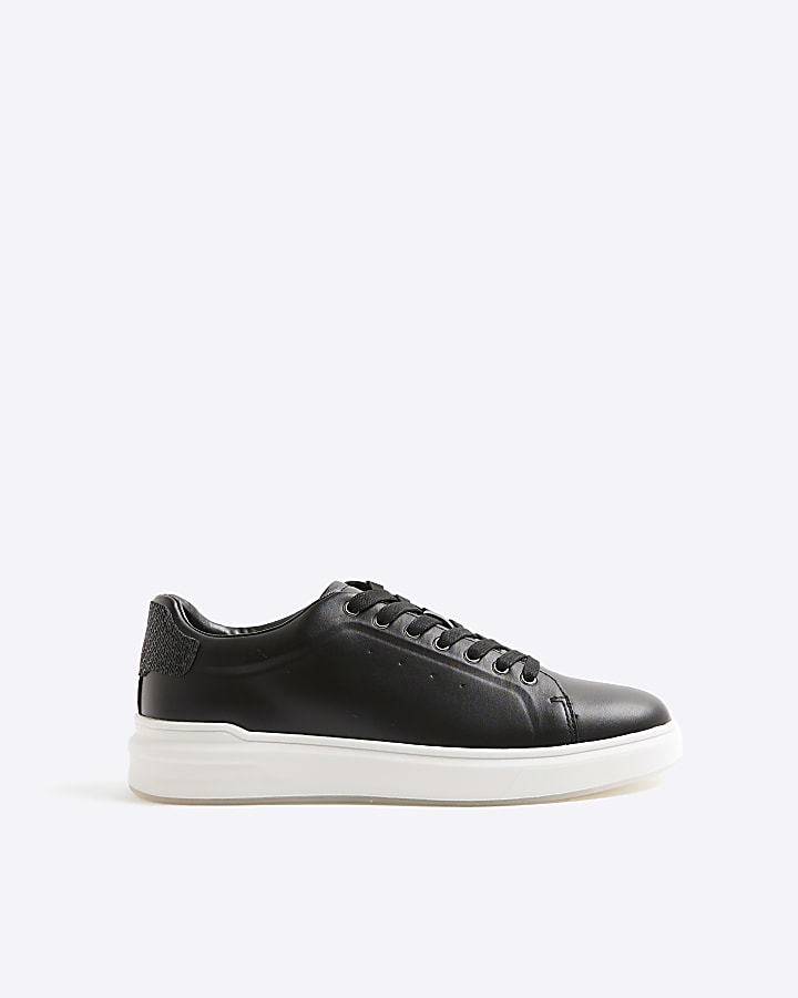 River Island Black Monogram Panel Trainers