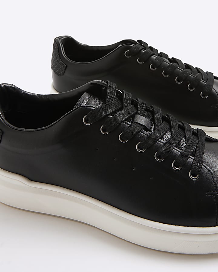 River Island Black Monogram Panel Trainers