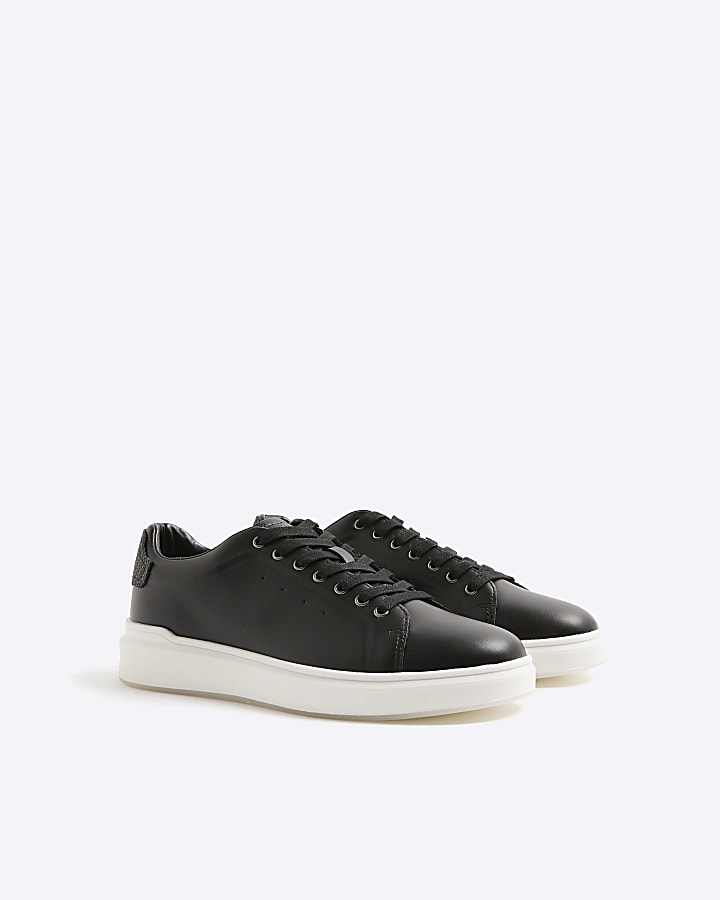 river island Black Monogram Panel Trainers