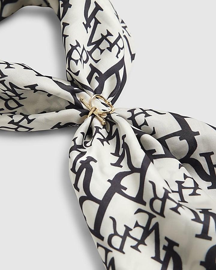 River Island Black Monogram Print Neck Scarf