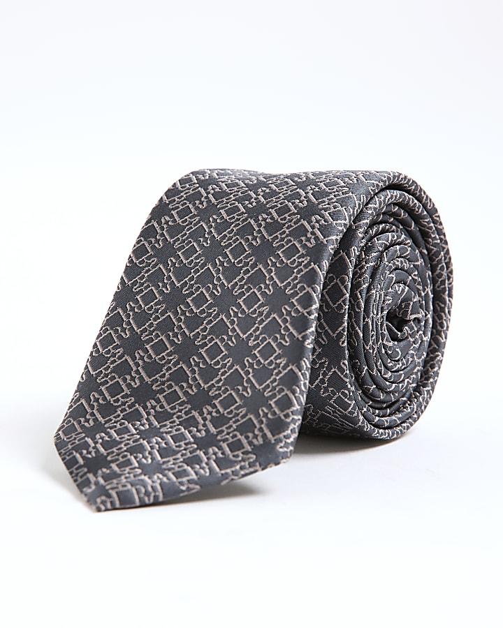 River Island Black Monogram Tie