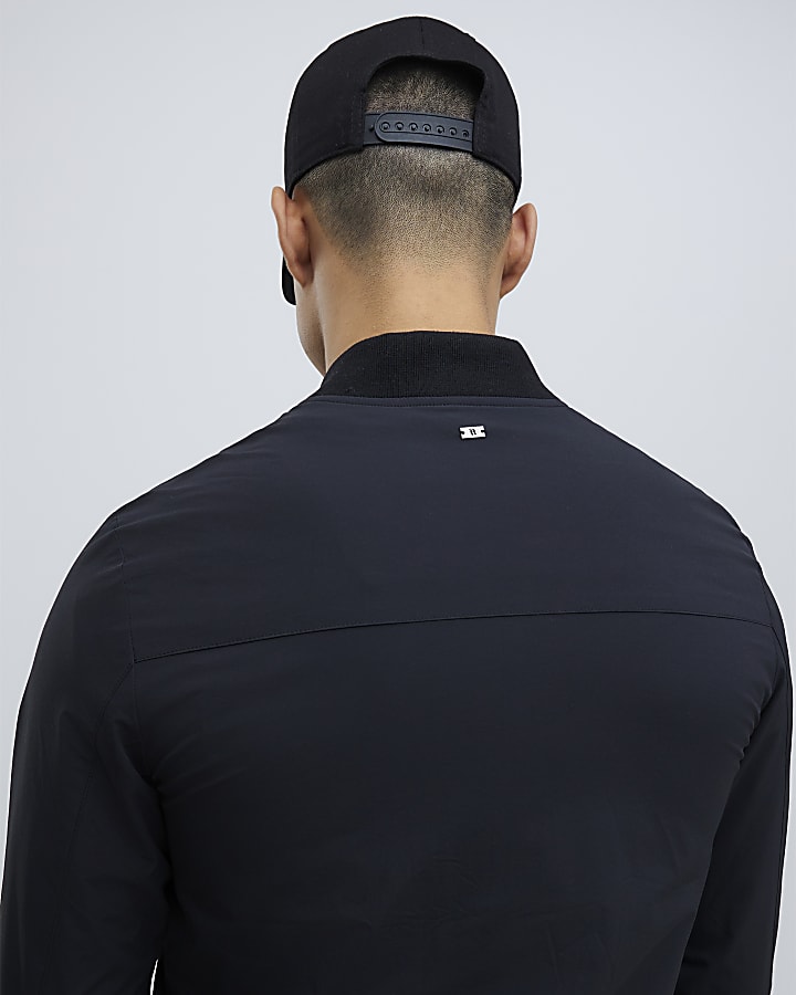 River Island Black Muscle Fit Bomber Jacket