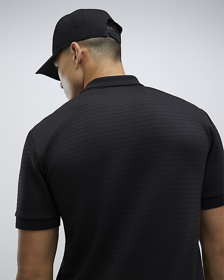 River Island Black Muscle Fit Polo Shirt