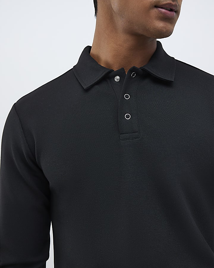River Island Black Muscle Fit Polo Shirt