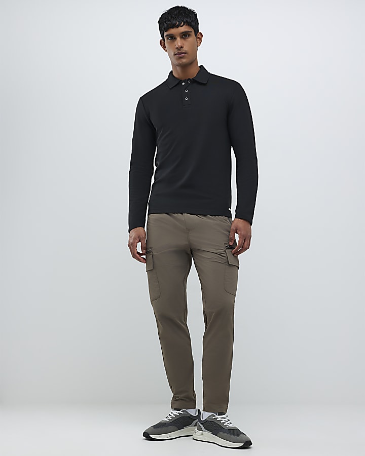 River Island Black Muscle Fit Polo Shirt