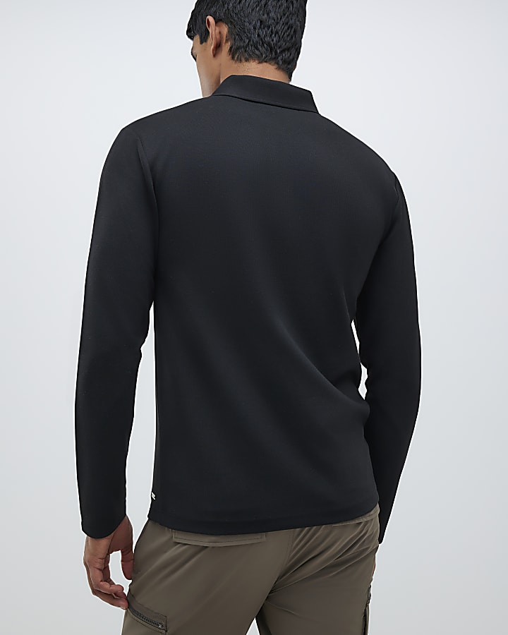 River Island Black Muscle Fit Polo Shirt