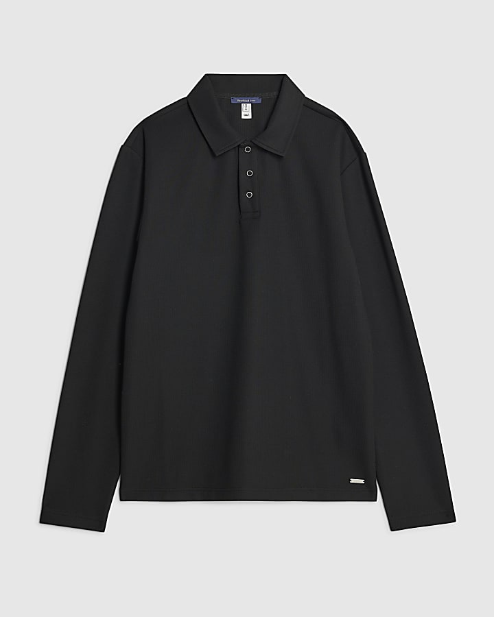 river island Black Muscle Fit Polo Shirt