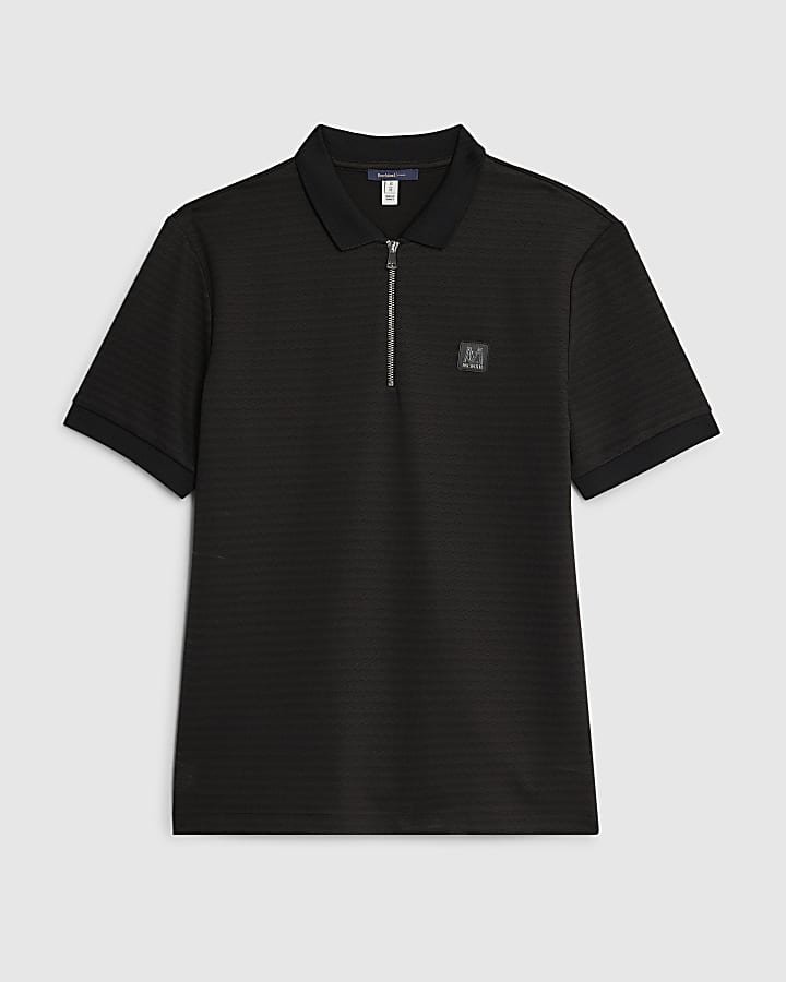 river island Black Muscle Fit Polo Shirt