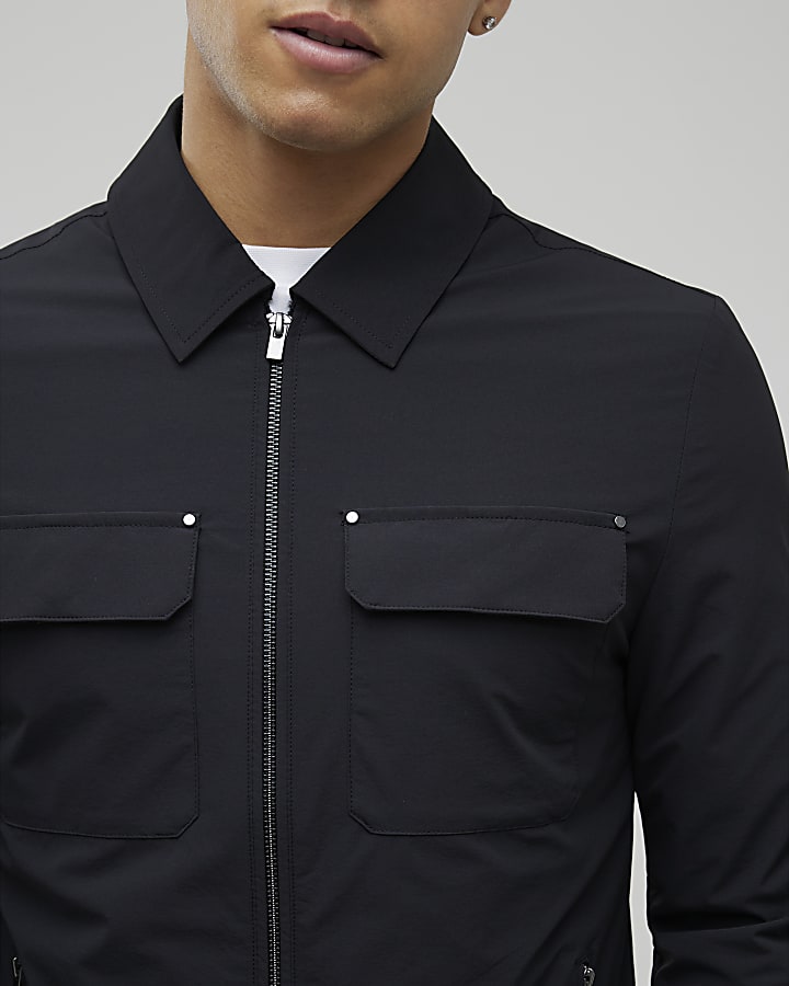 River Island Black Muscle Fit Shacket