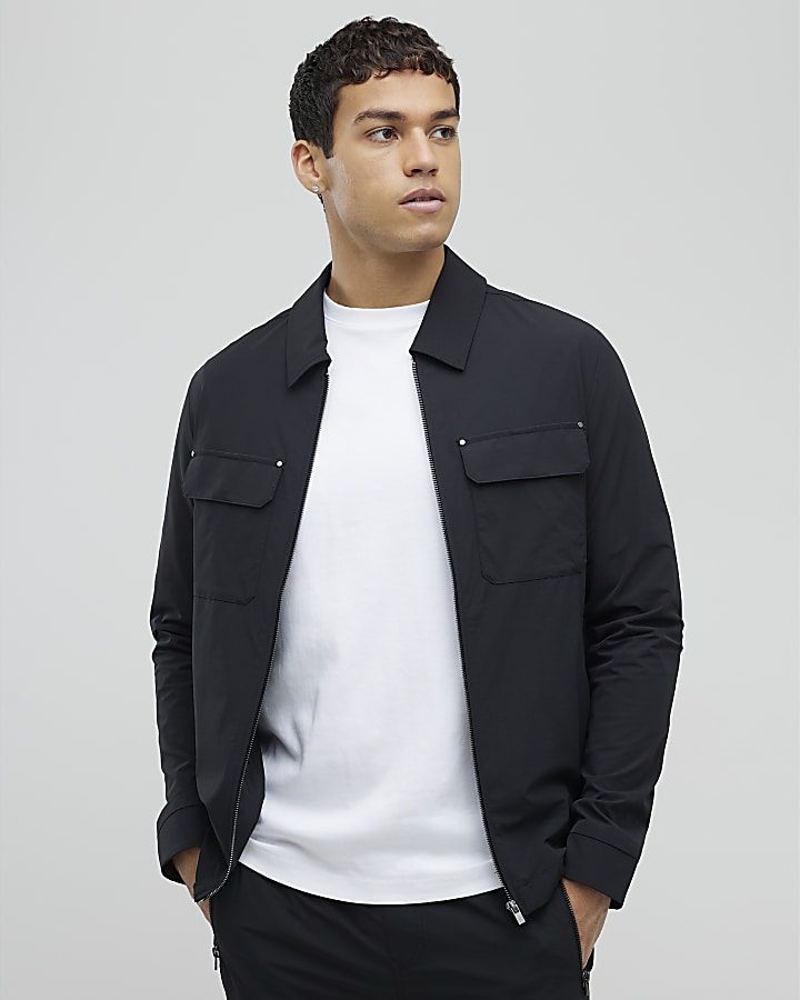 River Island Black Muscle Fit Shacket