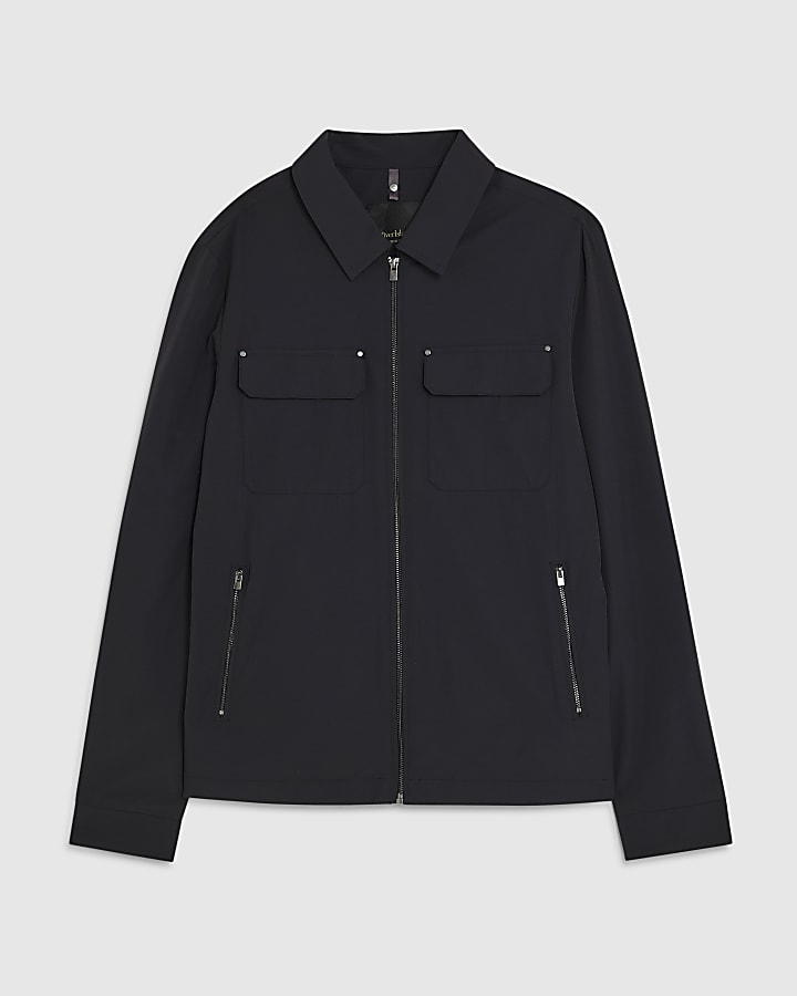 river island Black Muscle Fit Shacket