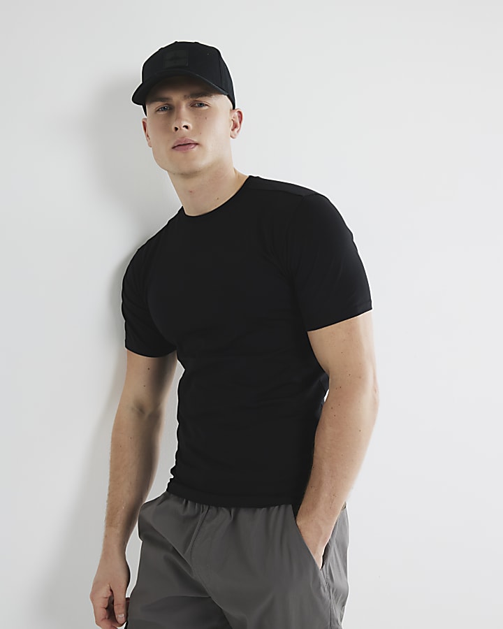 River Island Black Muscle Fit Short Sleeve T-Shirt