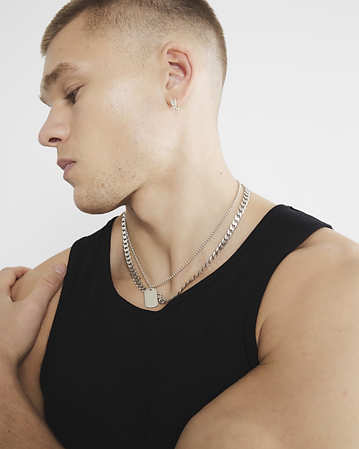 River Island Black Muscle Fit Stretch Rib Vest