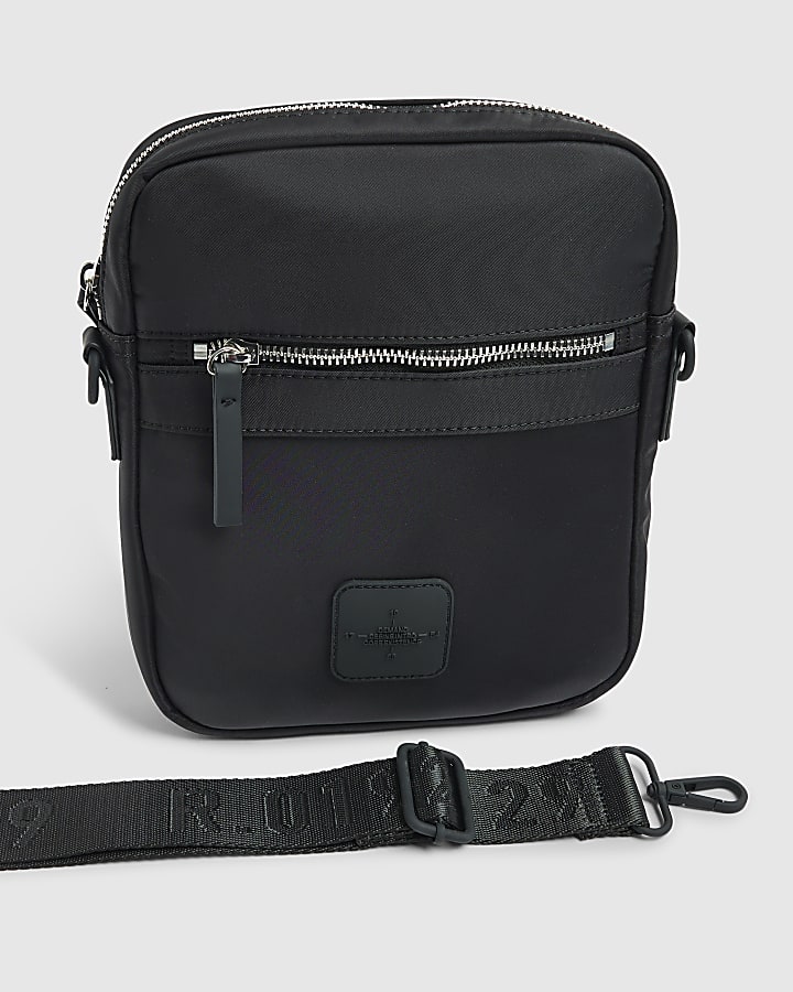 River Island Black Nylon Badge Cross Body Bag