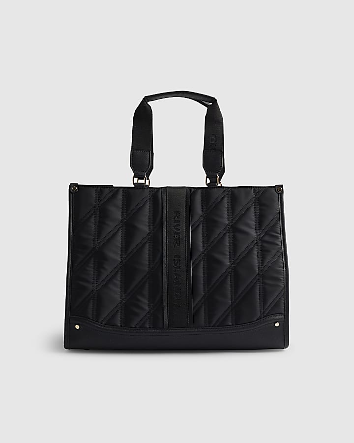 River Island Black Nylon Quilted Shopper Bag