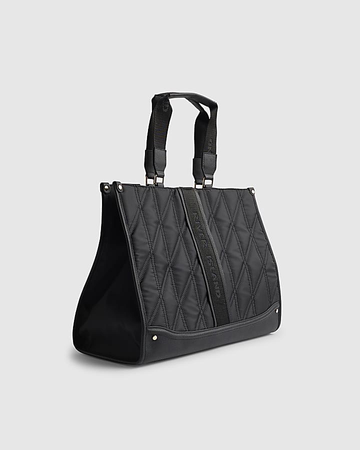 River Island Black Nylon Quilted Shopper Bag