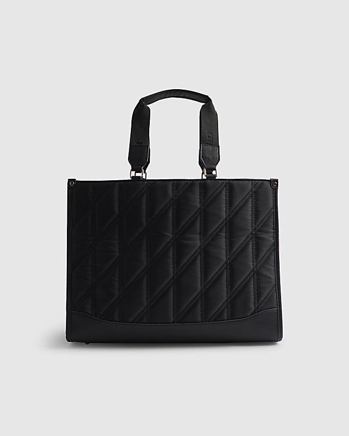 River Island Black Nylon Quilted Shopper Bag