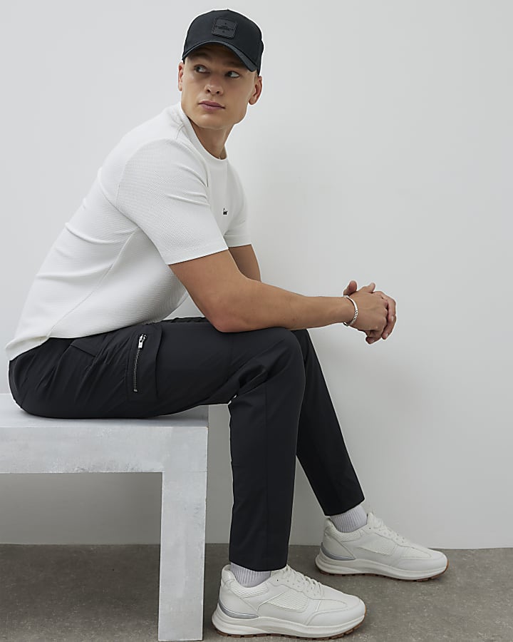 River Island Black Nylon Skinny Fit Cargo Trousers