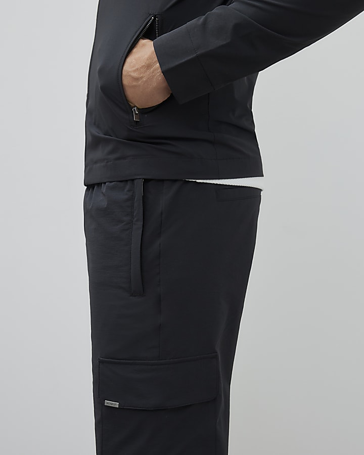 River Island Black Nylon Skinny Fit Cargo Trousers
