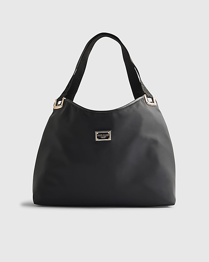 River Island Black Nylon Slouch Shoulder Bag