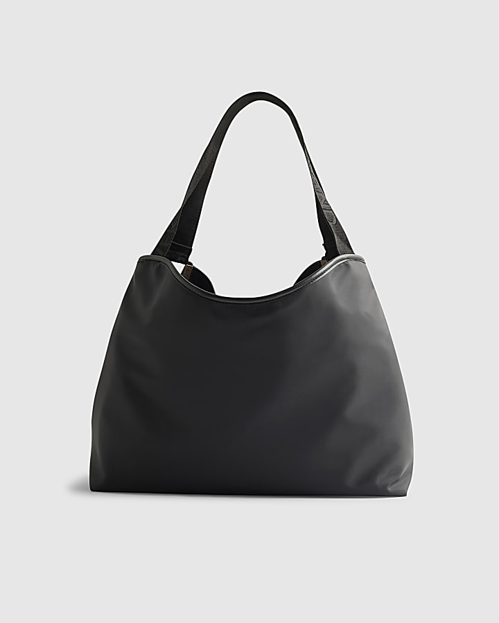 River Island Black Nylon Slouch Shoulder Bag