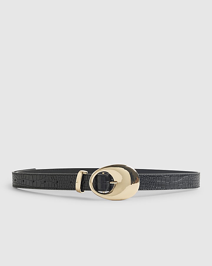 River Island Black Oval Buckle Jeans Belt