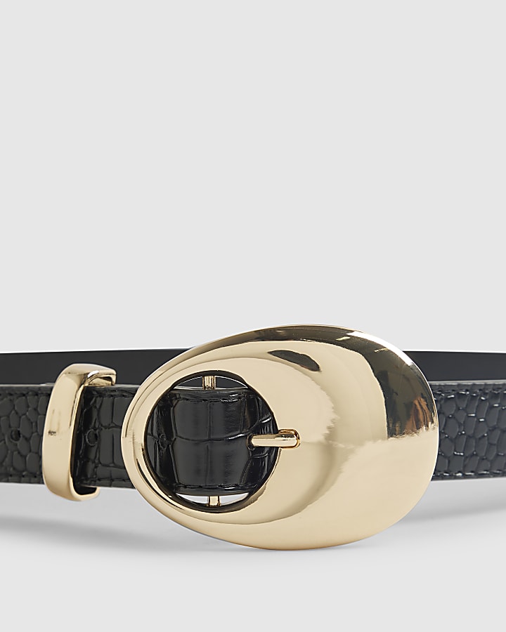 River Island Black Oval Buckle Jeans Belt