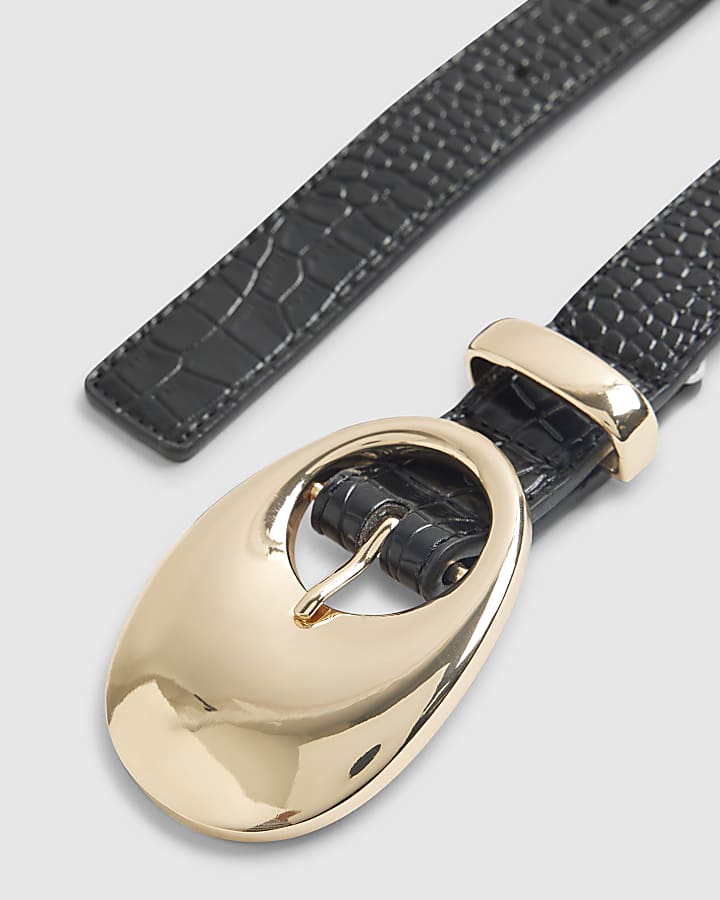 River Island Black Oval Buckle Jeans Belt