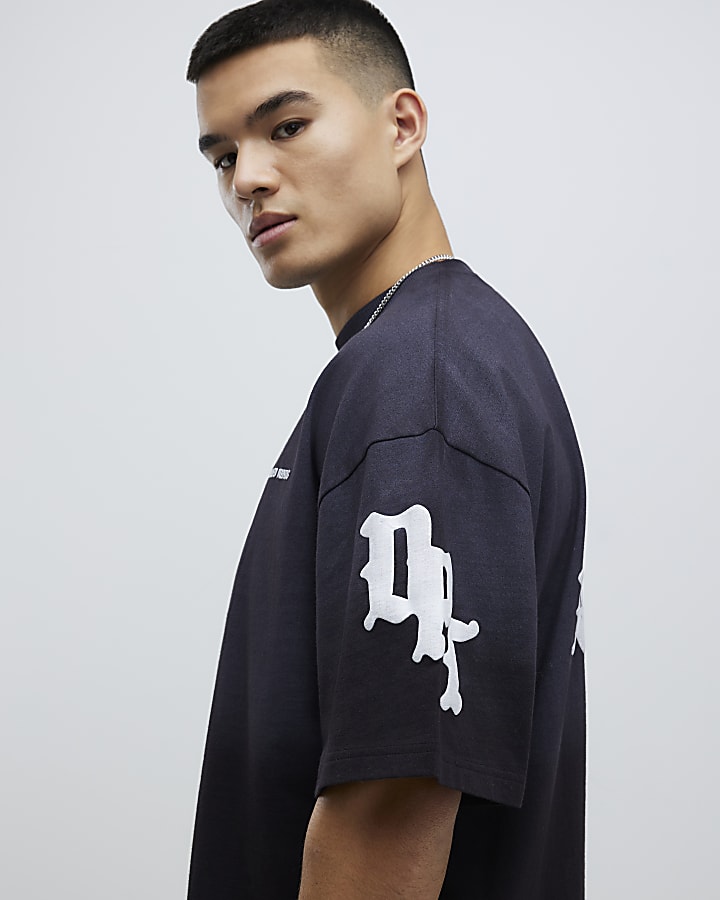 River Island Black Oversized Fit Dept Inc T-Shirt