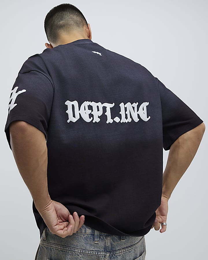 River Island Black Oversized Fit Dept Inc T-Shirt