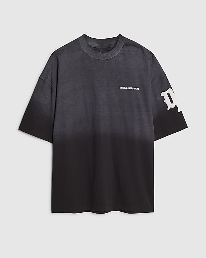 river island Black Oversized Fit Dept Inc T-Shirt