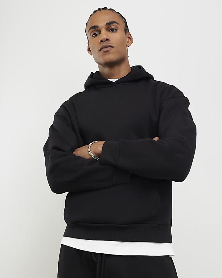 River Island Black Oversized Fit Hoodie