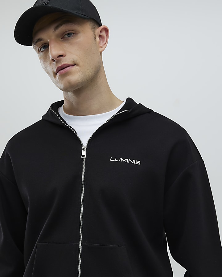 River Island Black Oversized Fit Luminis Hoodie