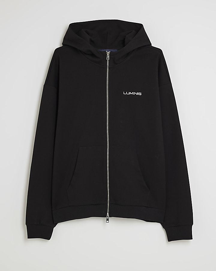 river island Black Oversized Fit Luminis Hoodie
