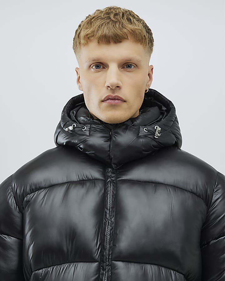River Island Black Oversized Fit Puffer Coat