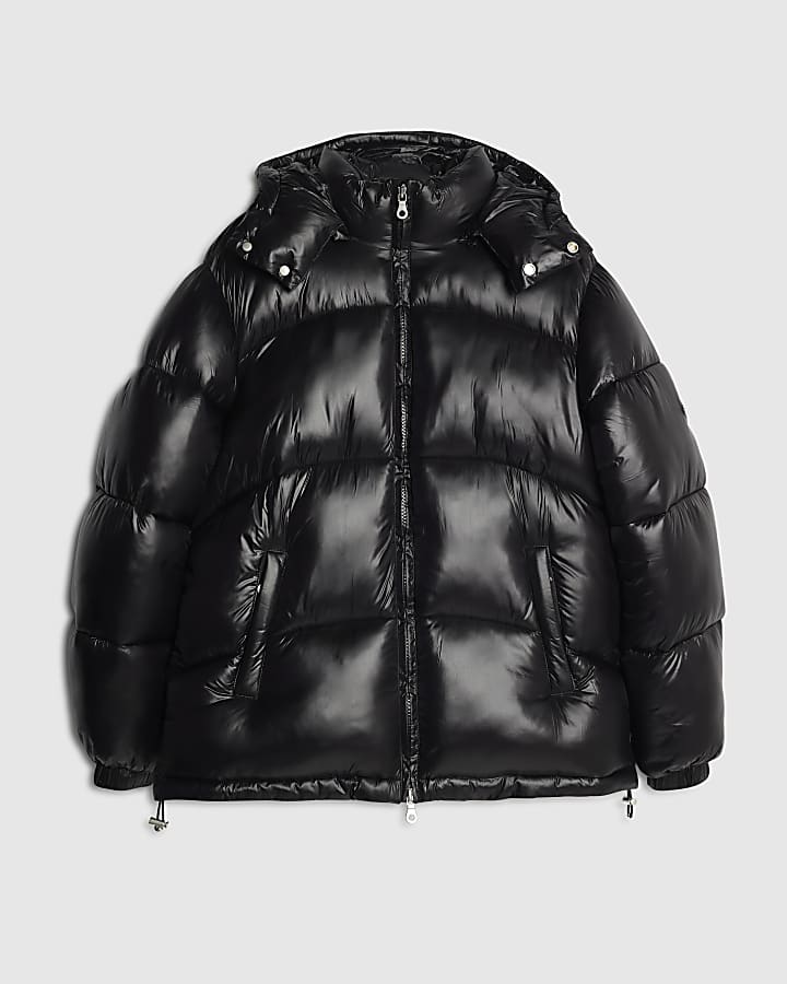 river island Black Oversized Fit Puffer Coat